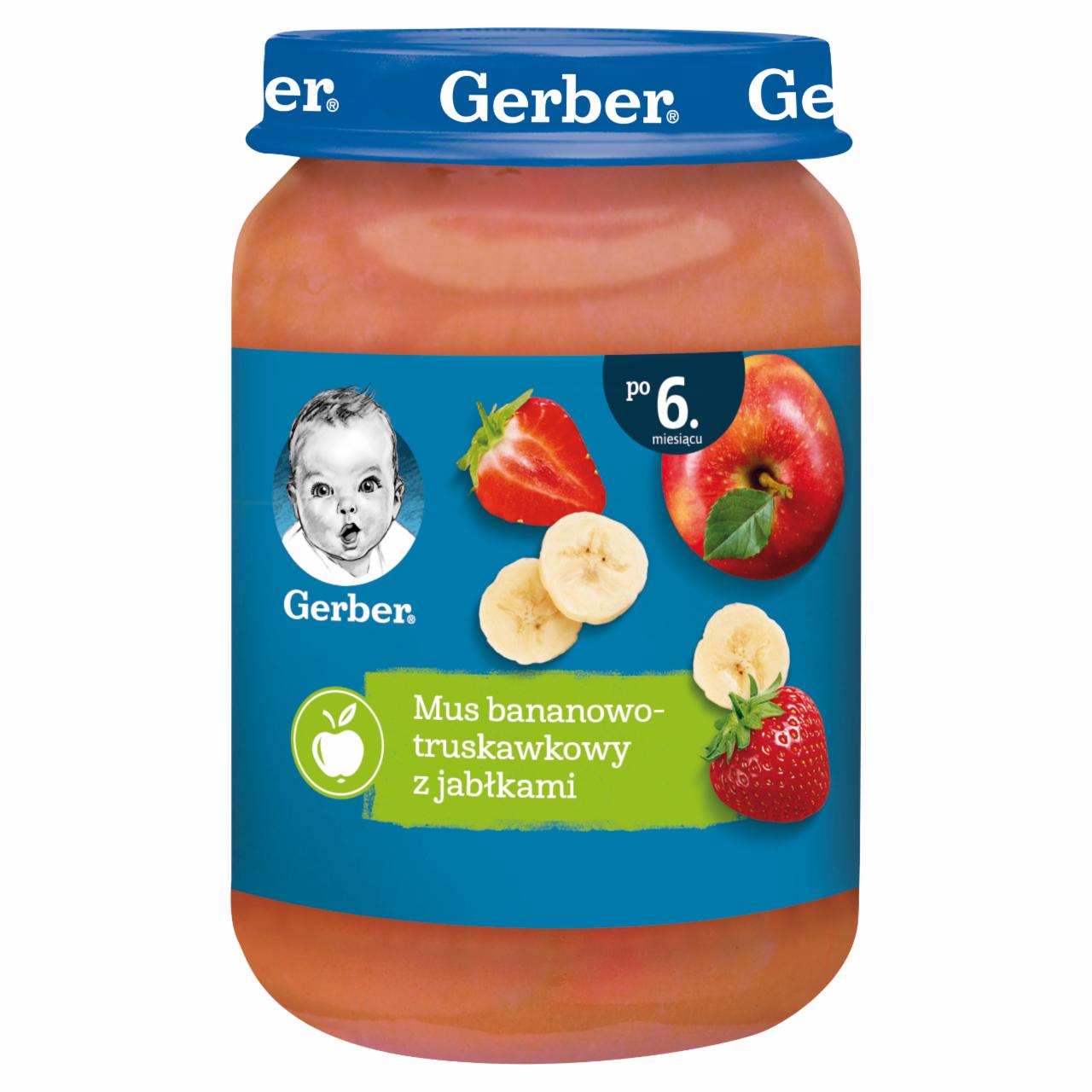 Zdjęcia - Gerber Mus bananowo-truskawkowy z jabłkami dla niemowląt po 6. miesiącu 190 g