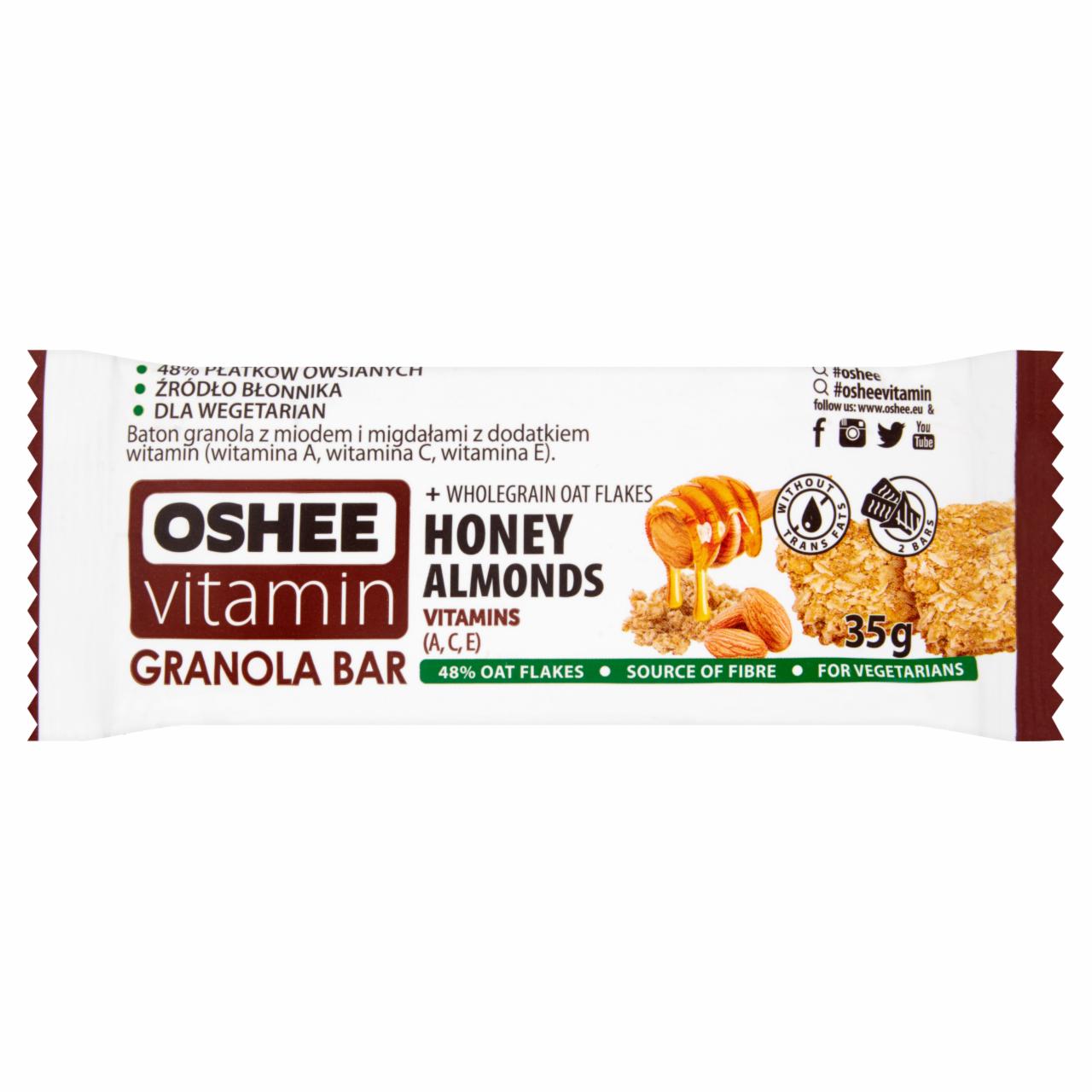 Zdjęcia - Oshee Vitamin Miód Migdały Baton granola 35 g