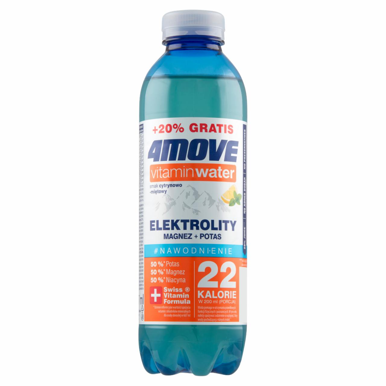 Zdjęcia - 4Move Vitamin Water Elektrolity Napój niegazowany smak cytrynowo-miętowy 667 ml