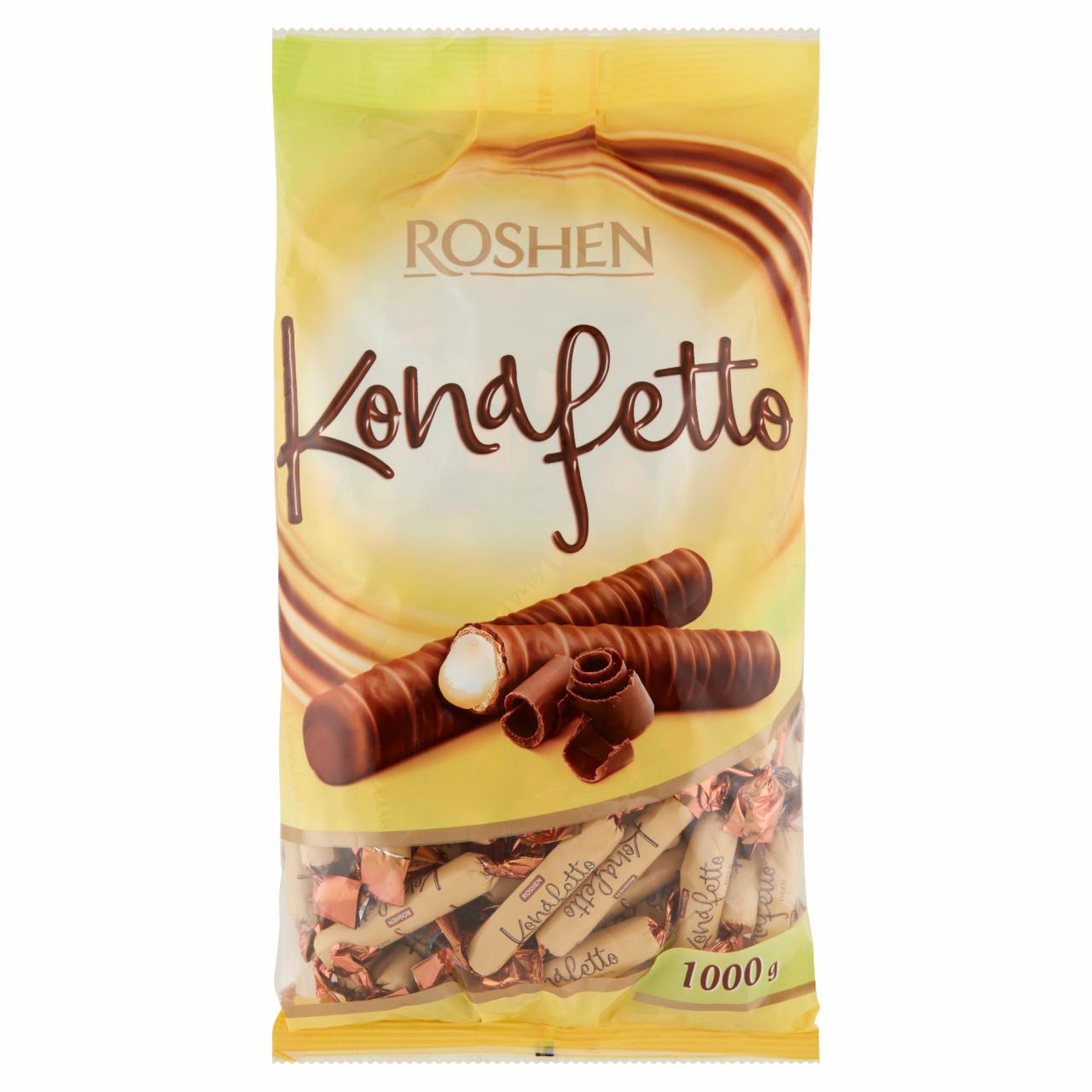 Zdjęcia - Roshen Konafetto Rurki waflowe w polewie kakaowej z nadzieniem o smaku orzechów laskowych 1 kg