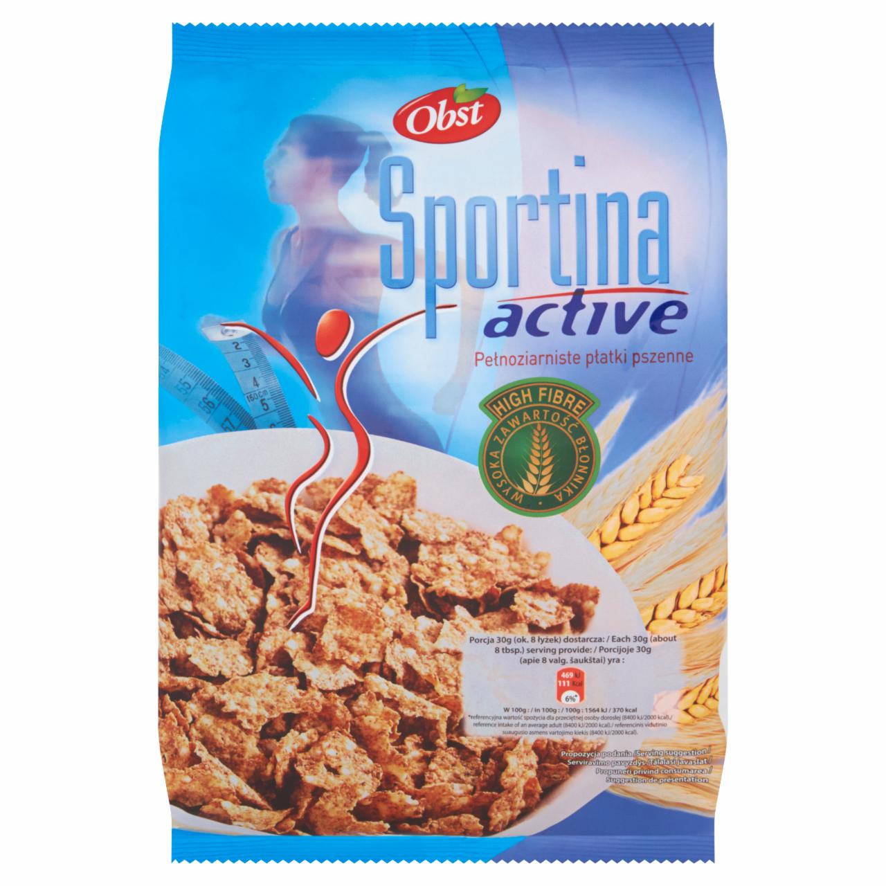 Zdjęcia - Obst Sportina Active Pełnoziarniste płatki pszenne 250 g