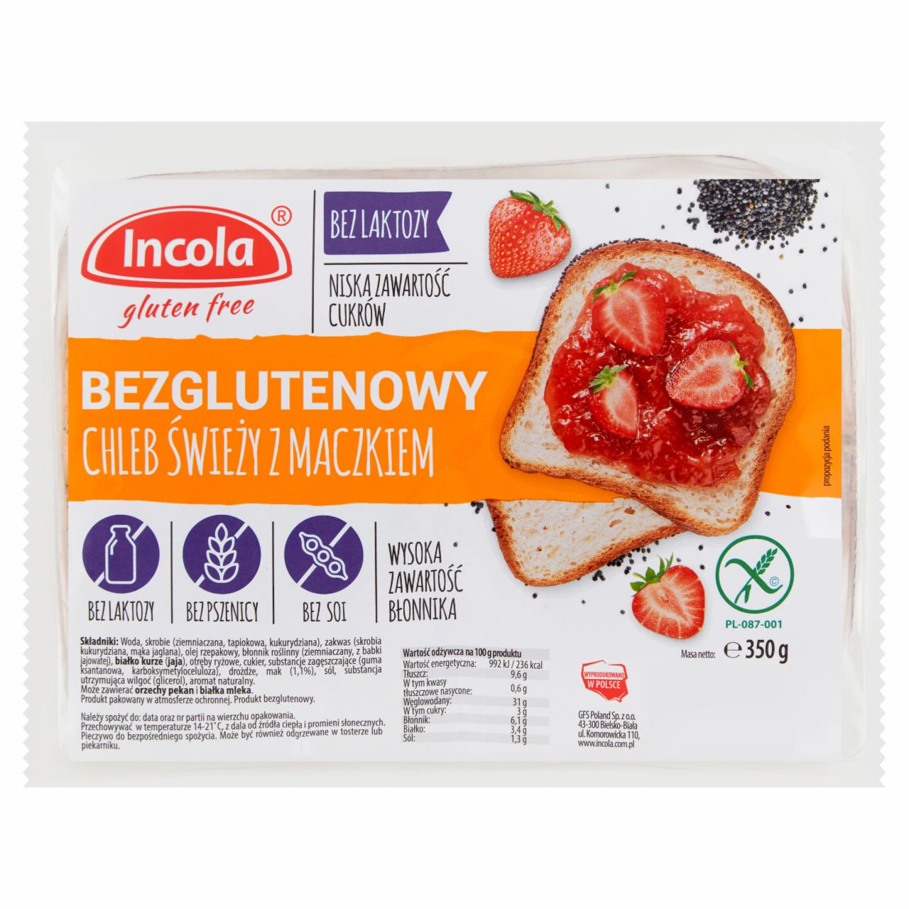 Zdjęcia - Incola Chleb świeży z maczkiem bezglutenowy 350 g