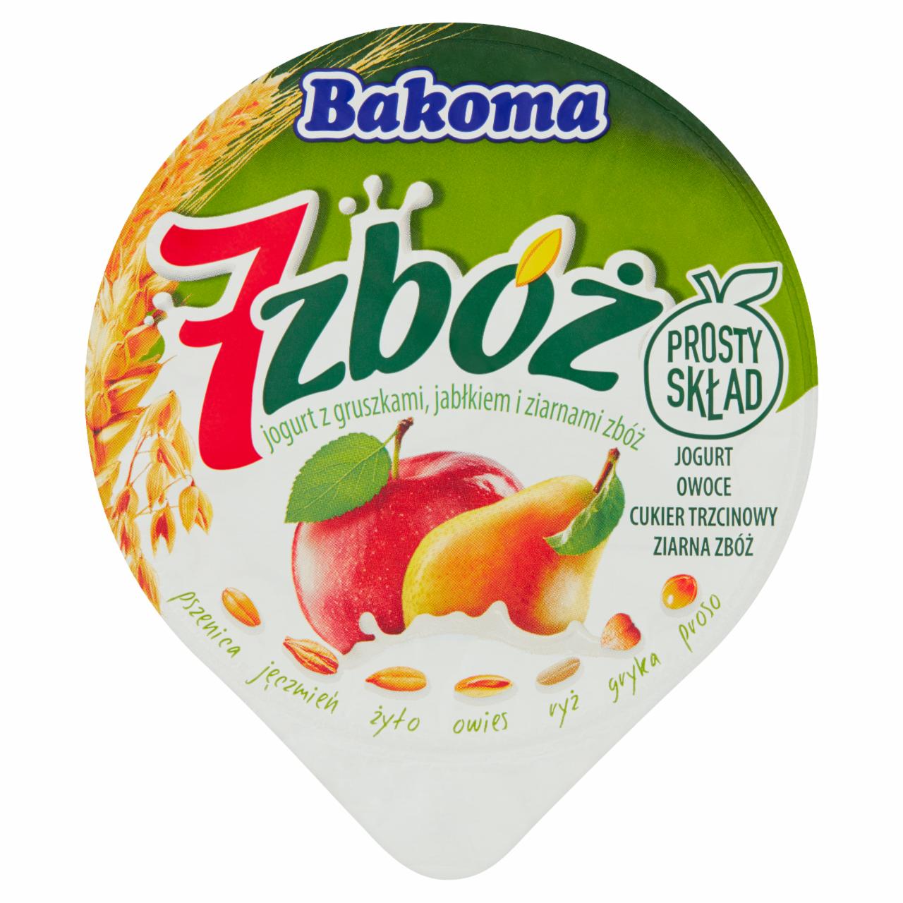 Zdjęcia - Bakoma 7 zbóż Jogurt z gruszkami jabłkiem i ziarnami zbóż 140 g