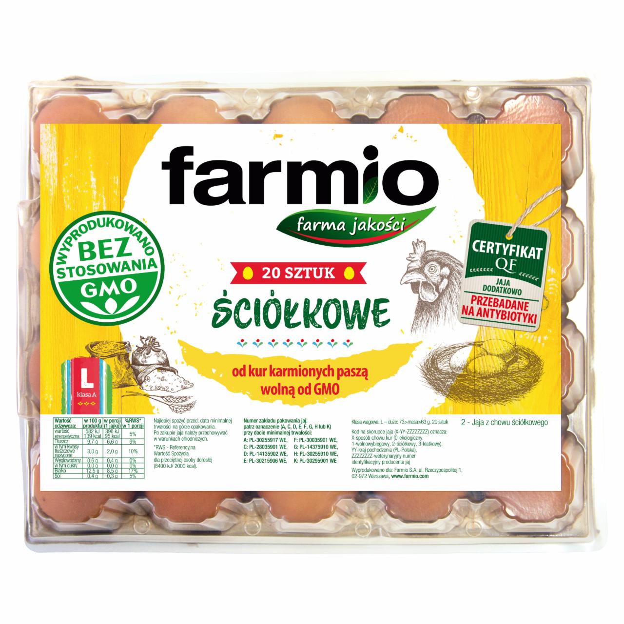 Zdjęcia - Farmio Jaja ściółkowe od kur karmionych paszą wolną od GMO L 20 sztuk