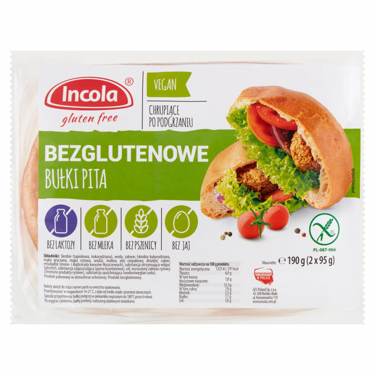 Zdjęcia - Incola Bułki pita bezglutenowe 190 g (2 x 95 g)