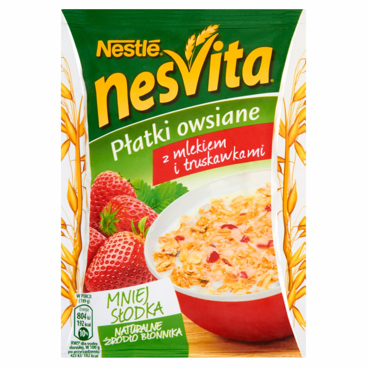 Zdjęcia - Nesvita Płatki owsiane z mlekiem i truskawkami 49 g