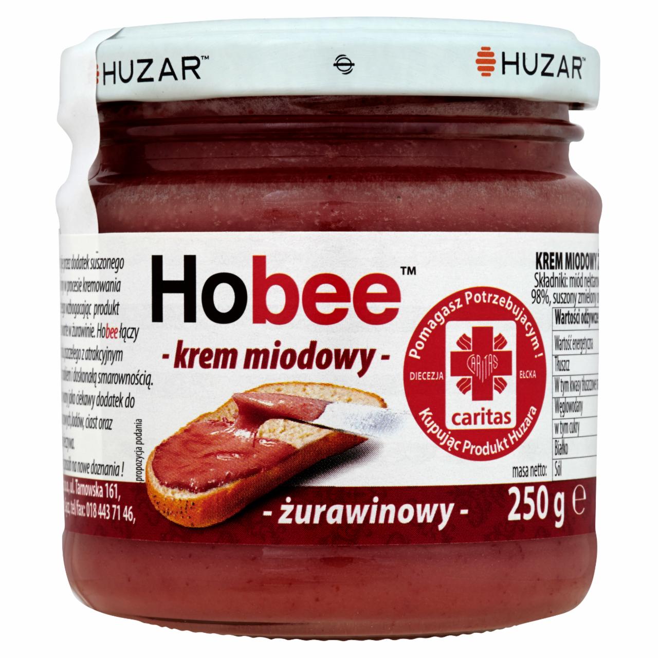 Zdjęcia - Huzar Hobee Krem miodowy żurawinowy 250 g