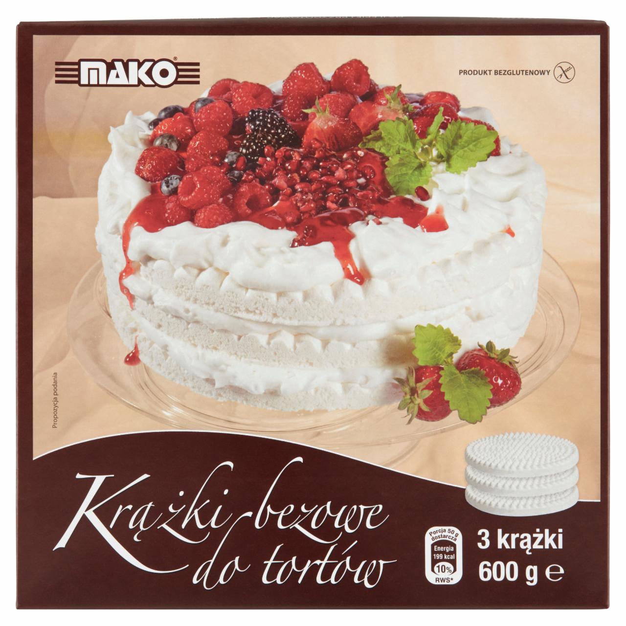 Zdjęcia - Mako Krążki bezowe do tortów 600 g (3 sztuki)