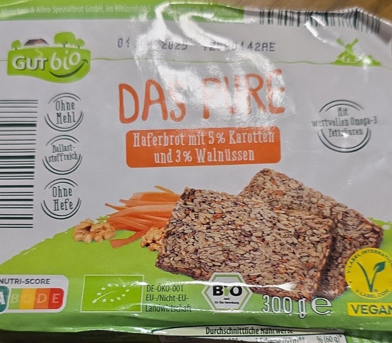 Zdjęcia - Das pure haferbrot mit 5% karotten und 3% walnussen GutBio