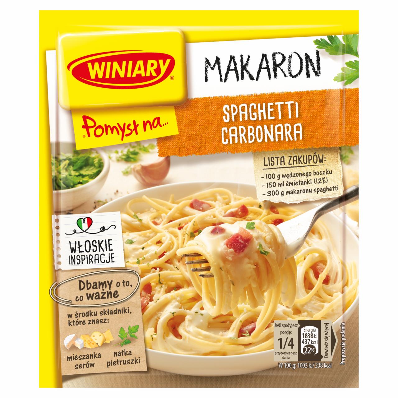 Zdjęcia - Winiary Pomysł na... Spaghetti carbonara 34 g