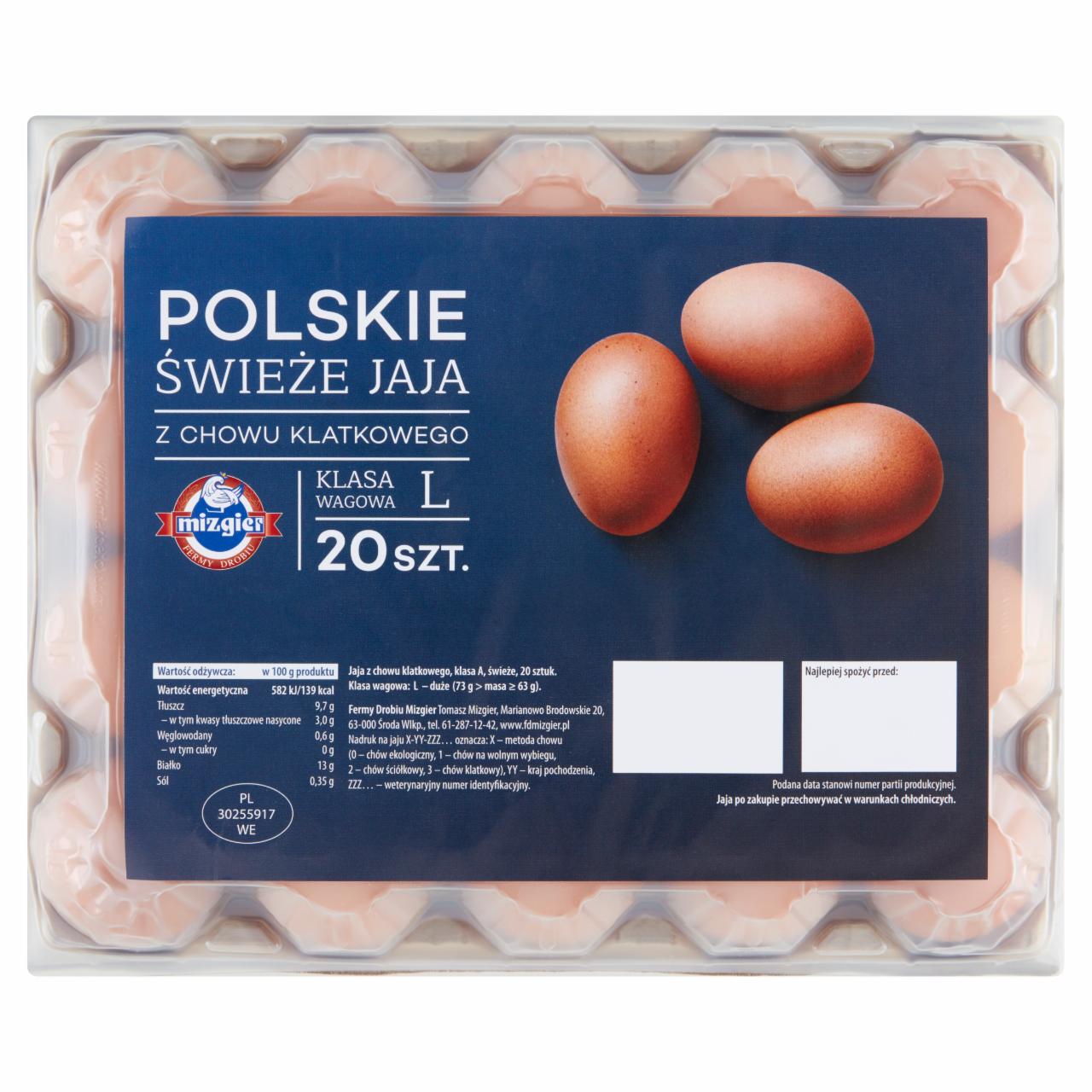 Zdjęcia - Polskie świeże jaja z chowu klatkowego L 20 sztuk Mizgier