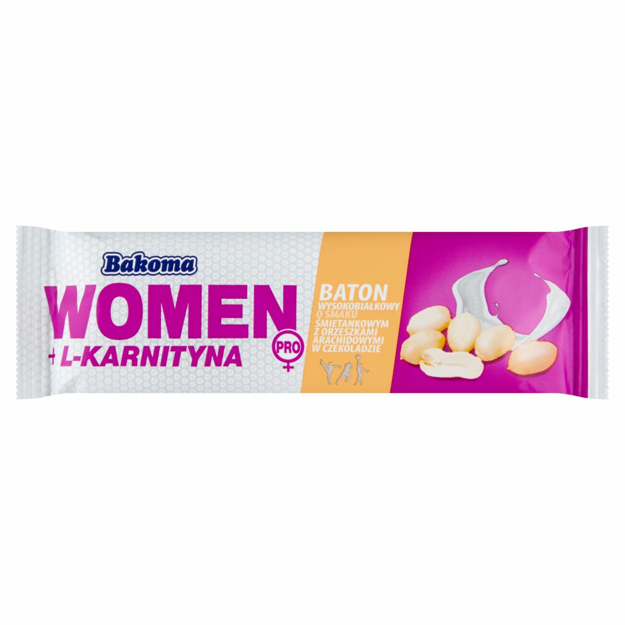 Zdjęcia - Bakoma Women Pro + L-karnityna Baton wysokobiałkowy o smaku śmietankowy 40 g