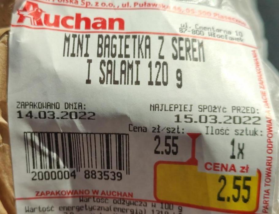 Zdjęcia - mini bagietka z serem i salami auchan