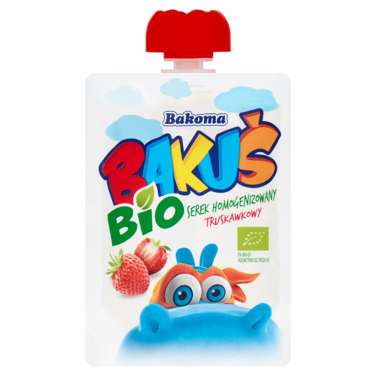 Zdjęcia - Bakoma Bakuś Bio serek homogenizowany truskawkowy 80 g