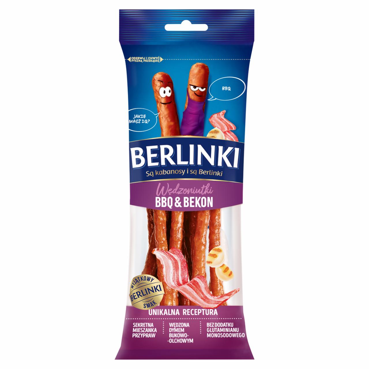 Zdjęcia - Berlinki Kabanosy wędzoniutki BBQ & bekon 85 g