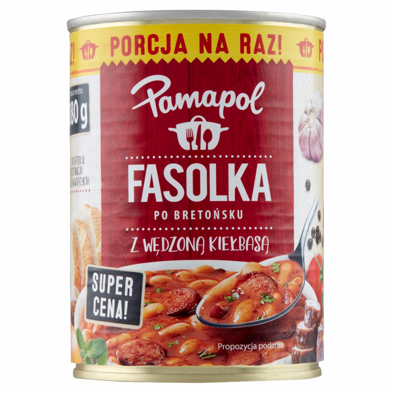 Zdjęcia - Pamapol Fasolka po bretońsku z wędzoną kiełbasą 380 g