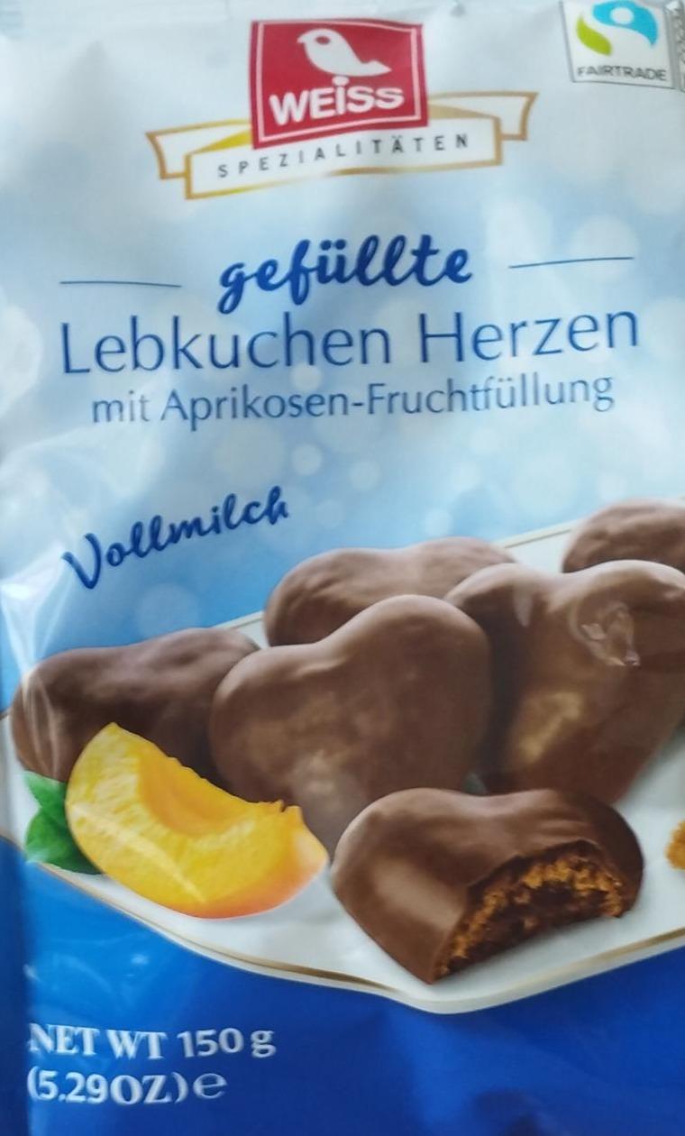 Zdjęcia - Lebkuchen herzen mit aprikosen fruchtfüllung vollmilch Weiss