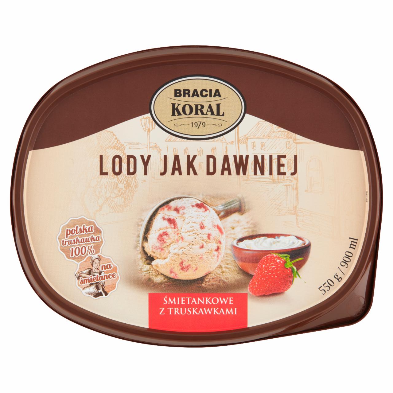 Zdjęcia - Bracia Koral Lody jak dawniej Lody śmietankowe z truskawkami 900 ml