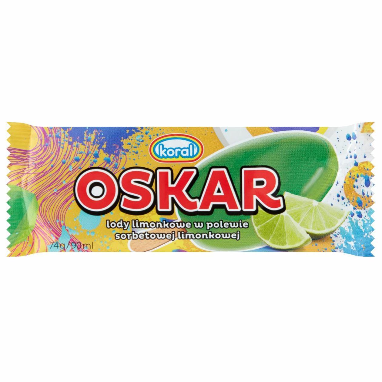 Zdjęcia - Koral Oscar Lody limonkowe w polewie sorbetowej limonkowej 90 ml