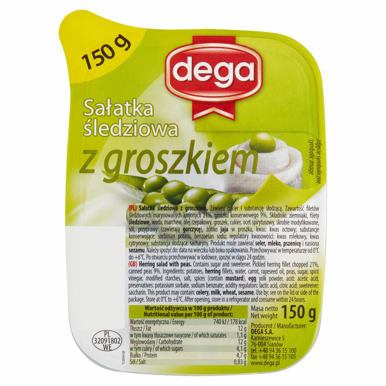 Zdjęcia - Dega Sałatka śledziowa z groszkiem 150 g