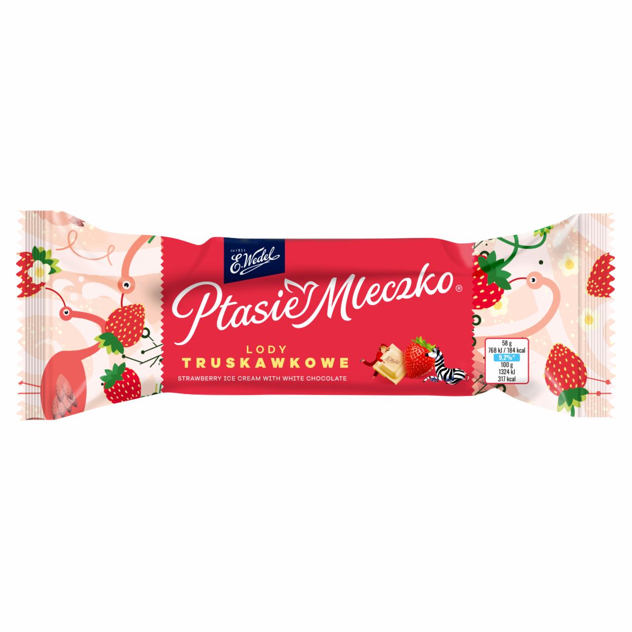 Zdjęcia - E. Wedel Ptasie Mleczko Lody truskawkowe 90 ml