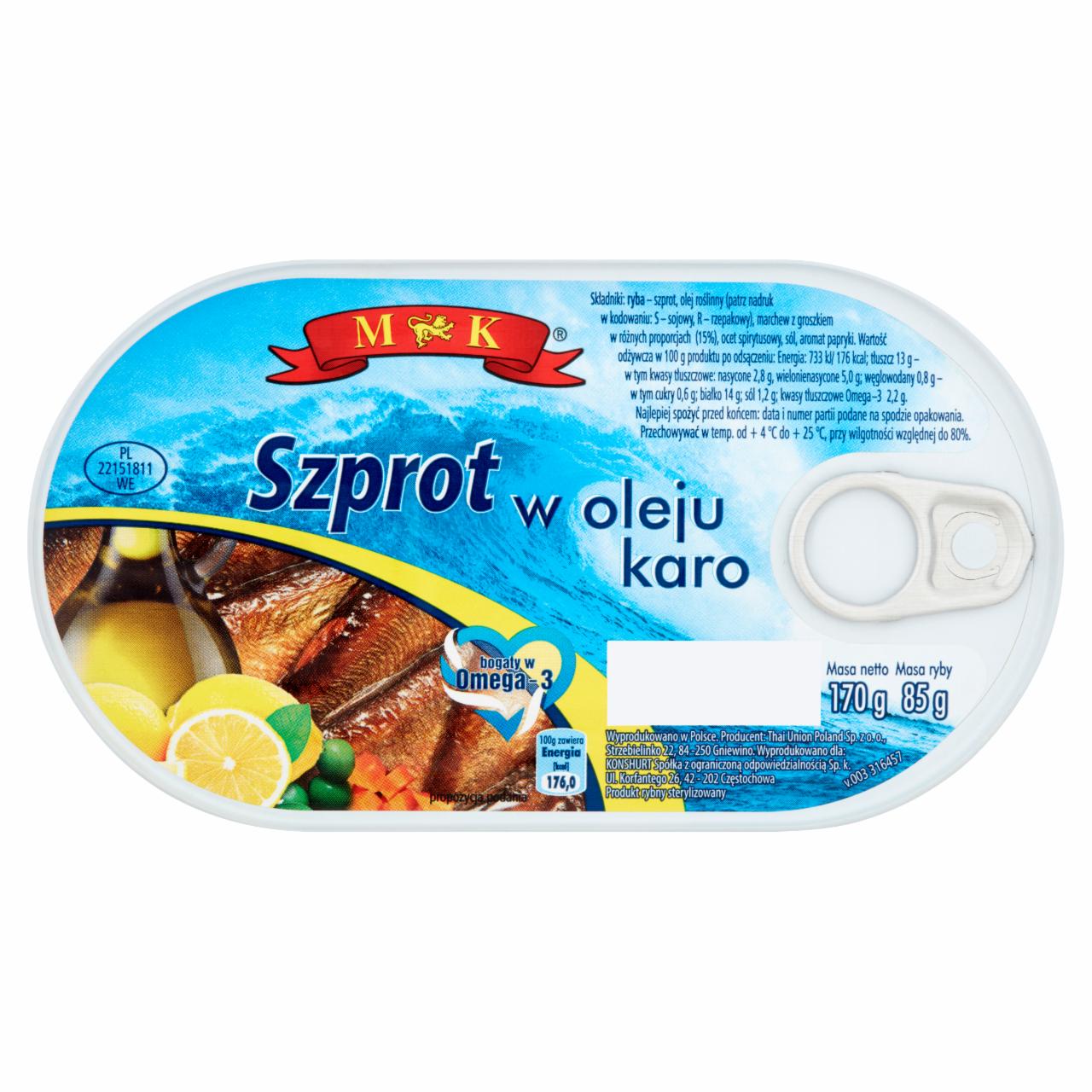 Zdjęcia - MK Szprot w oleju karo 170 g