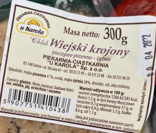 Zdjęcia - Chleb Wiejski Krojony pieczywo pszenno-żytnie U Karola