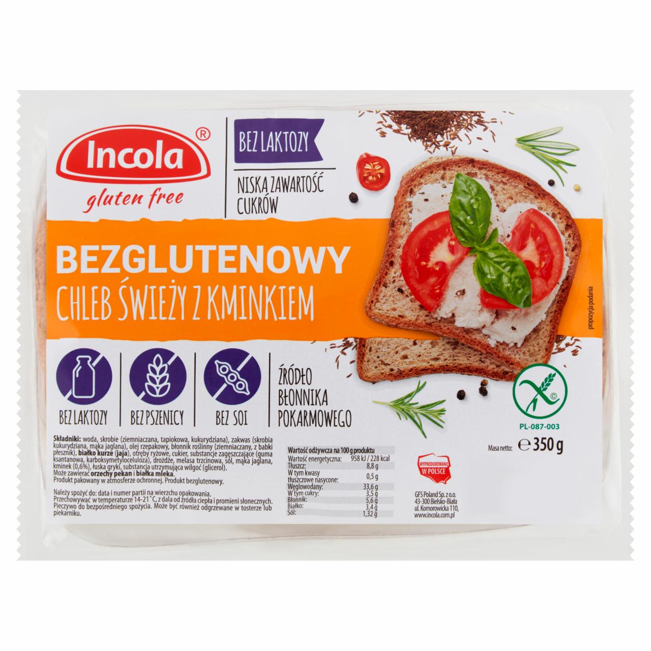 Zdjęcia - Incola Chleb świeży z kminkiem bezglutenowy 350 g