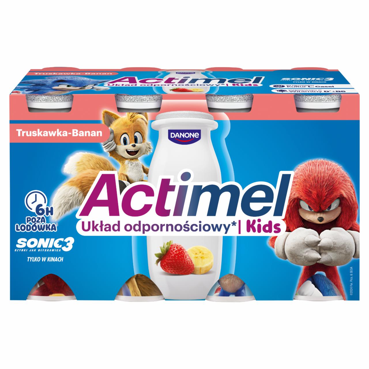 Zdjęcia - Actimel Kids Napój jogurtowy o smaku truskawkowo-bananowym 800 g (8 x 100 g)