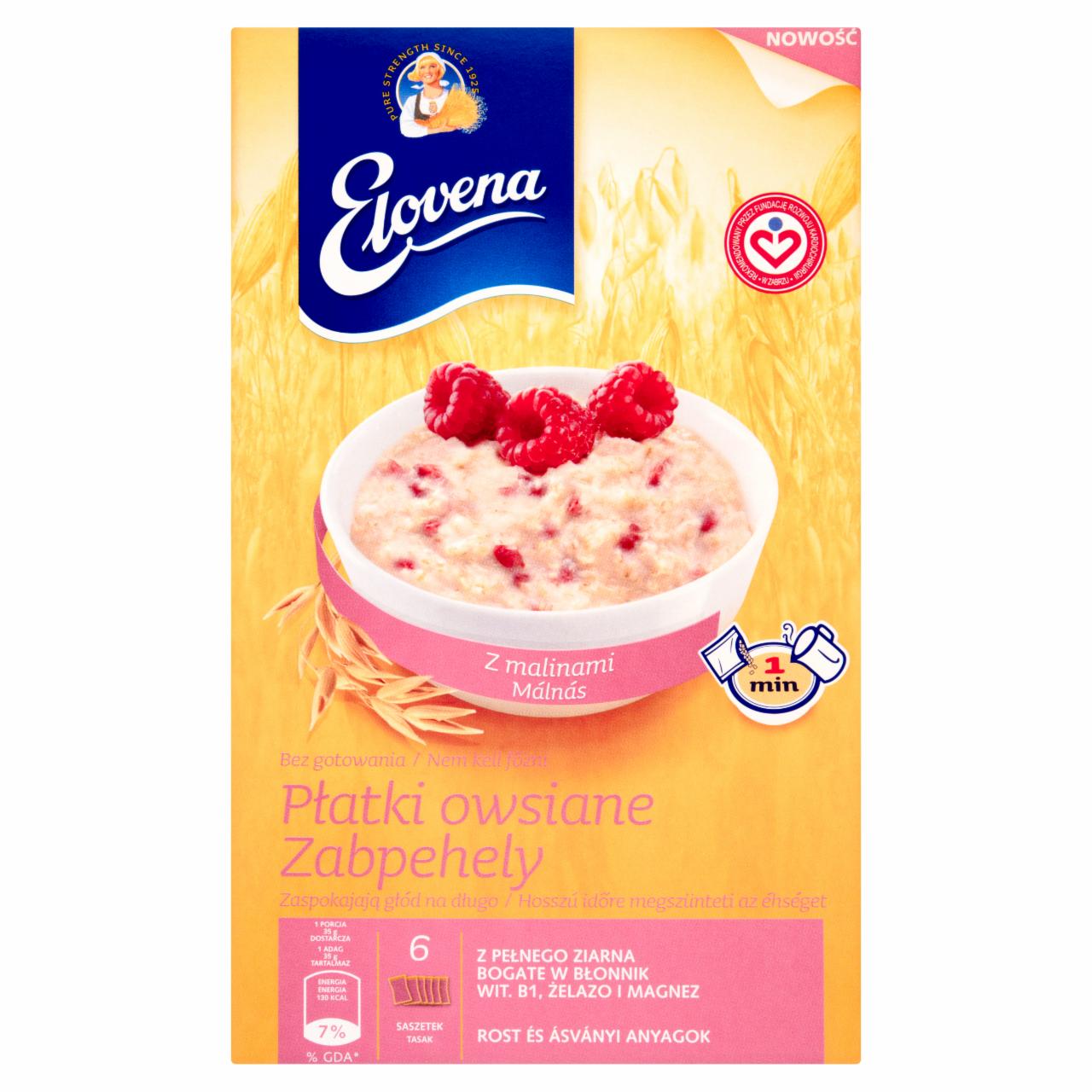 Zdjęcia - Elovena Płatki owsiane z malinami 210 g (6 saszetek)