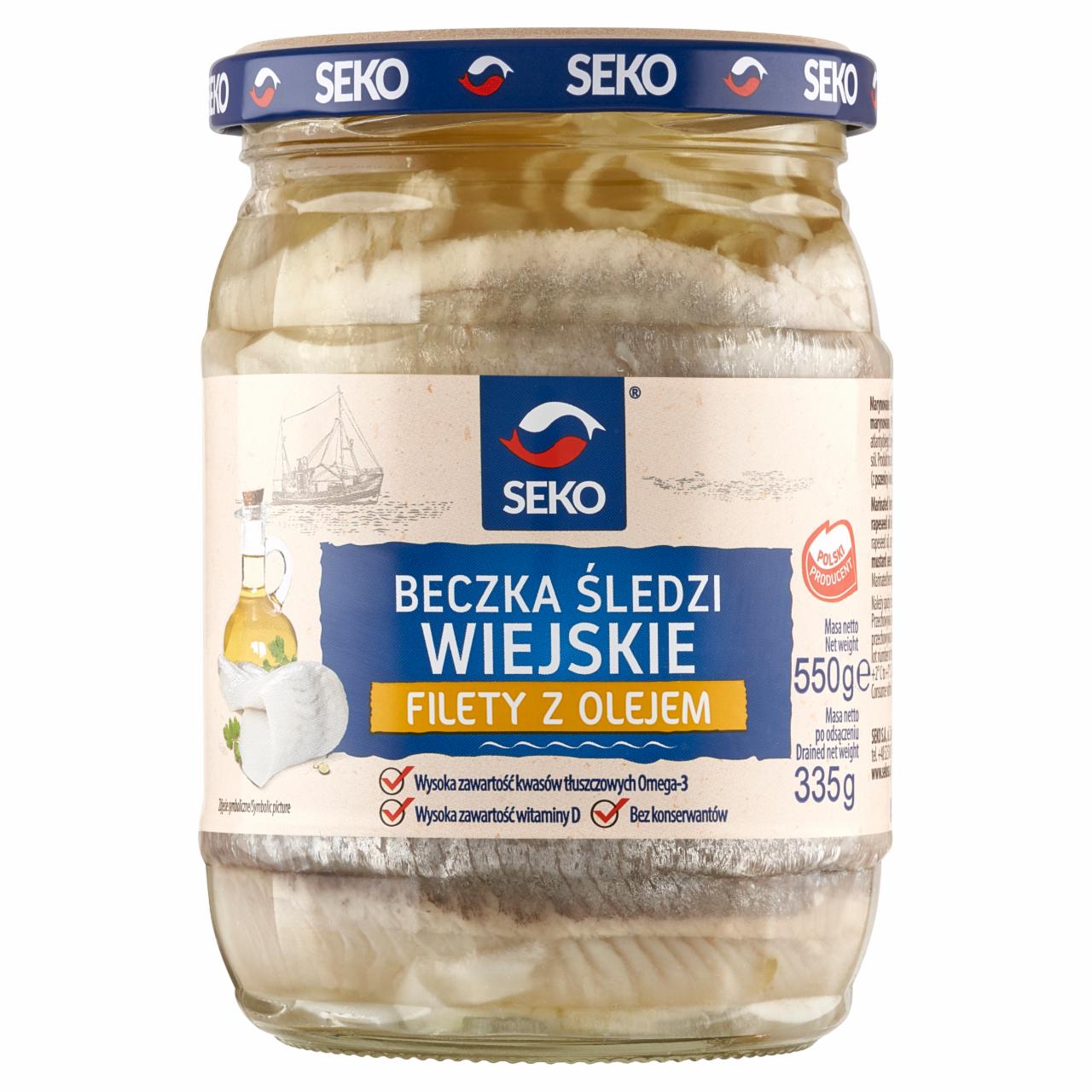 Zdjęcia - Seko Beczka śledzi Filety z olejem wiejskim 550 g