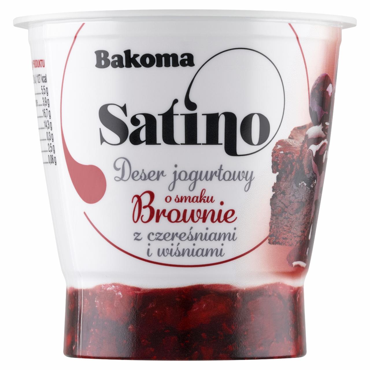 Zdjęcia - Bakoma Satino Deser jogurtowy o smaku brownie z czereśniami i wiśniami 145 g