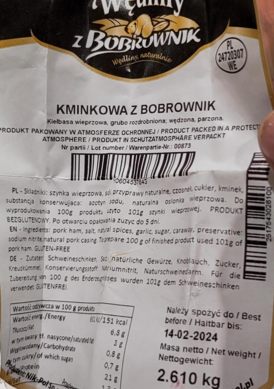 Zdjęcia - Kiełbasa kminkowa z bobrownik Wędliny z Bobrownik