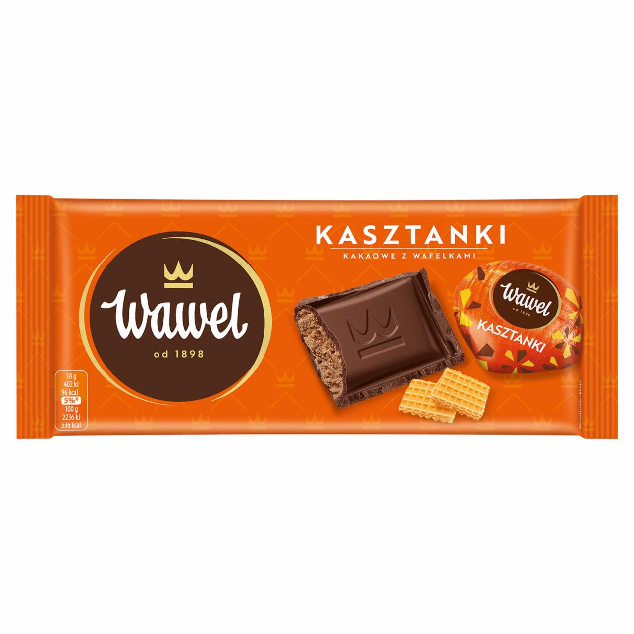 Zdjęcia - Wawel Kasztanki kakaowe z wafelkami Czekolada nadziewana 90 g