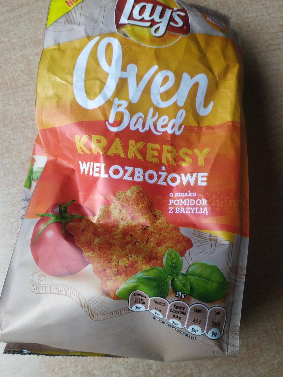 Zdjęcia - Oven Baked Krakersy wielozbożowe o smaku pomidor z bazylią Lay's