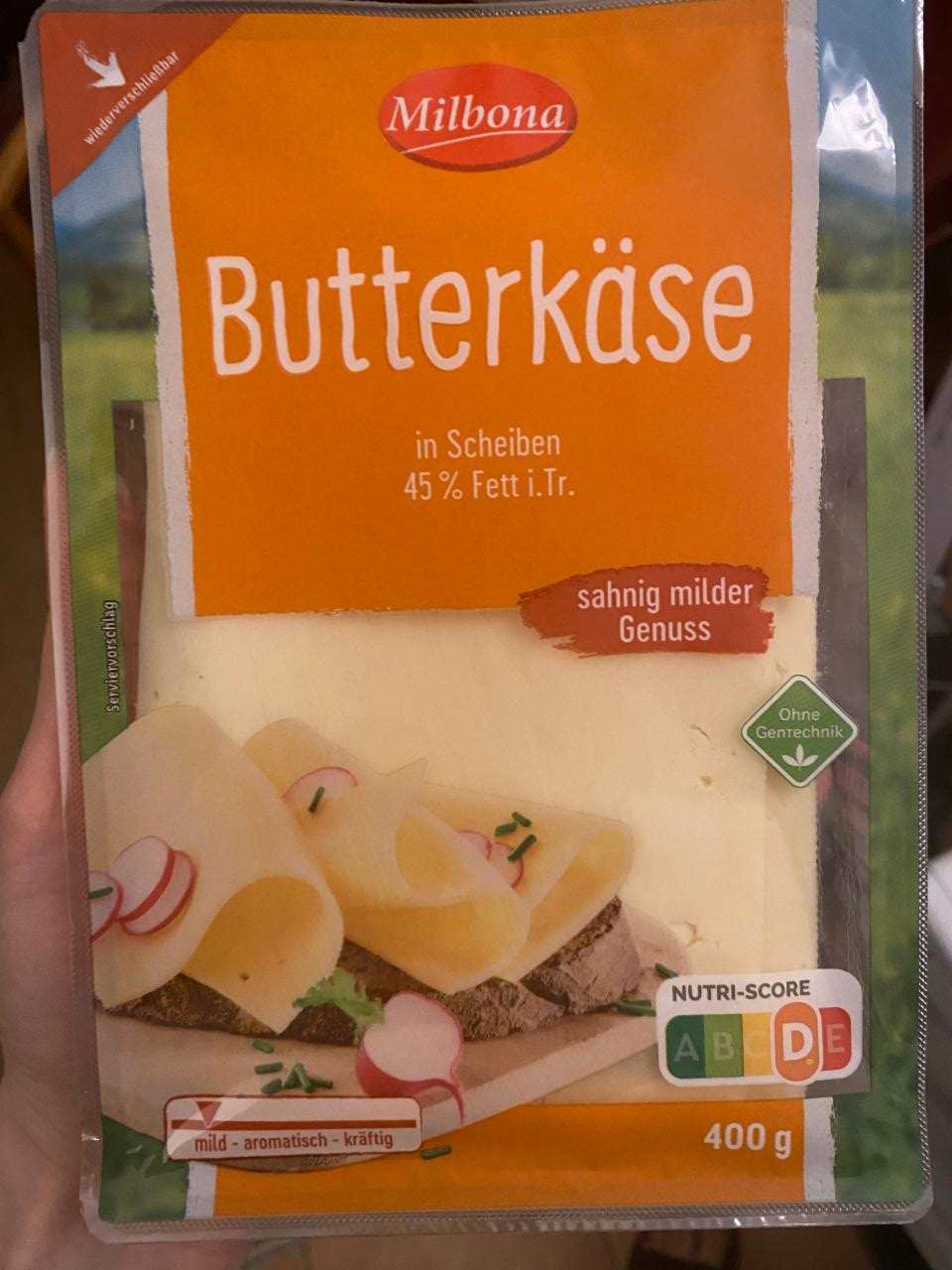 Zdjęcia - Milbona Butterkäse in Scheiben 45% Fett i.Tr. 400g