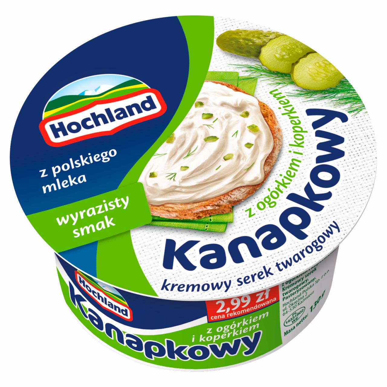 Zdjęcia - Hochland Kremowy serek twarogowy kanapkowy z ogórkiem i koperkiem 130 g