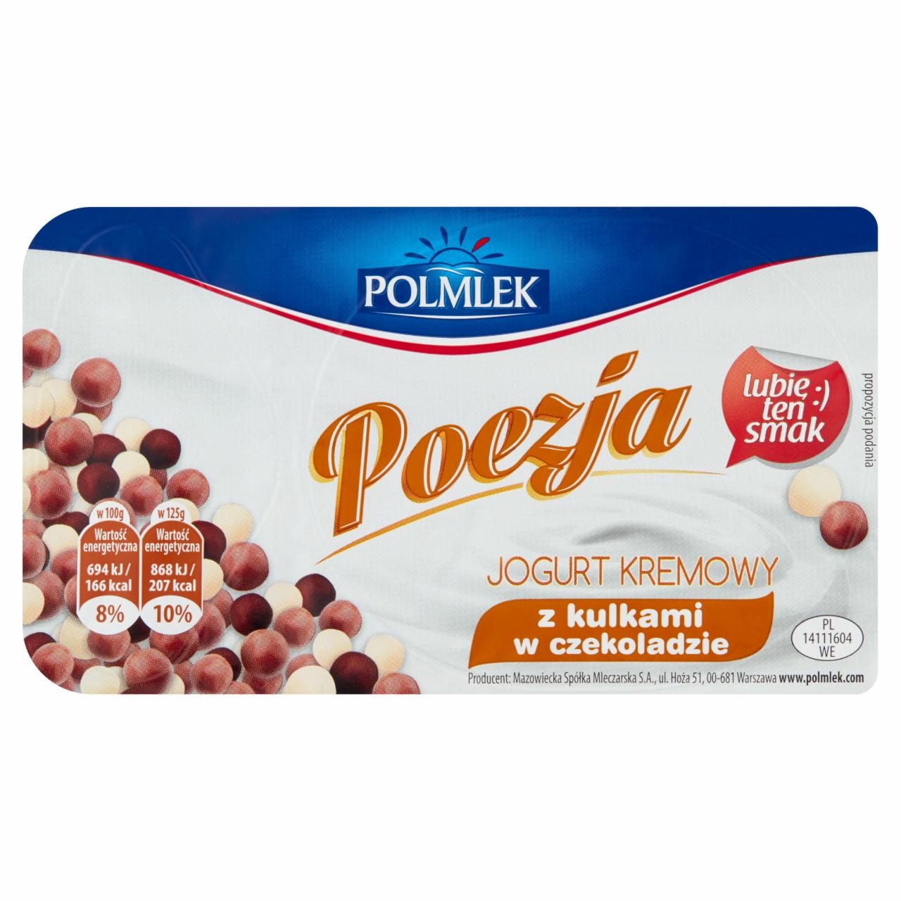 Zdjęcia - Poezja Jogurt kremowy z kulkami w czekoladzie 125 g Polmlek