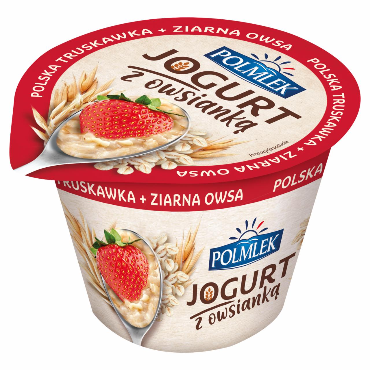 Zdjęcia - Polmlek Jogurt z owsianką polska truskawka + ziarna owsa 180 g