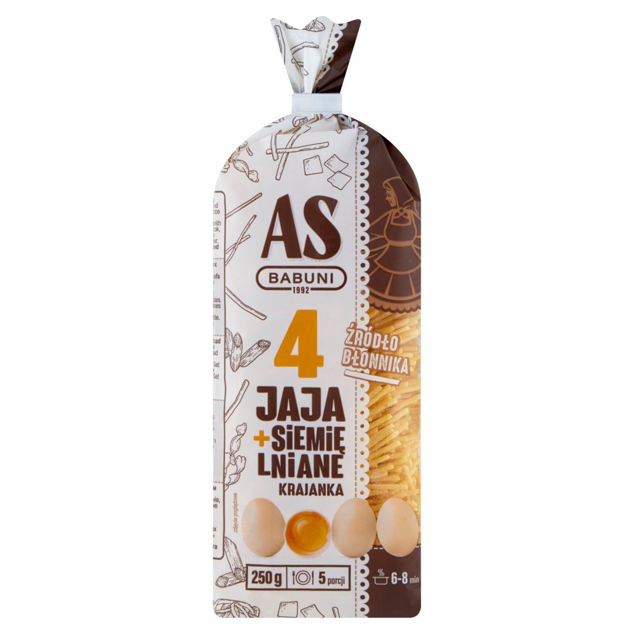 Zdjęcia - As-Babuni Makaron 4 jajeczny z siemieniem lnianym krajanka 250 g