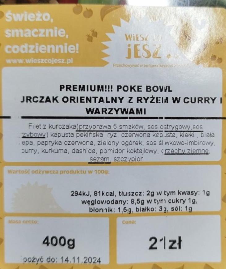 Zdjęcia - Poke bowl kurczak orientalny z ryżem w curry i warzywami Wiesz co jesz