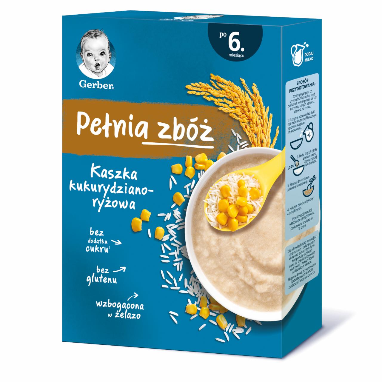 Zdjęcia - Gerber Pełnia zbóż Kaszka kukurydziano-ryżowa dla niemowląt po 6. miesiącu 180 g