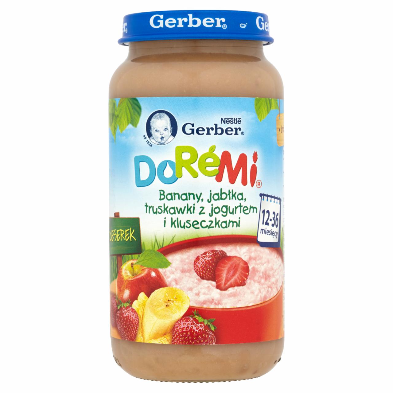 Zdjęcia - Gerber DoReMi Deserek Banany jabłka truskawki z jogurtem i kluseczkami 12-36 miesięcy 250 g