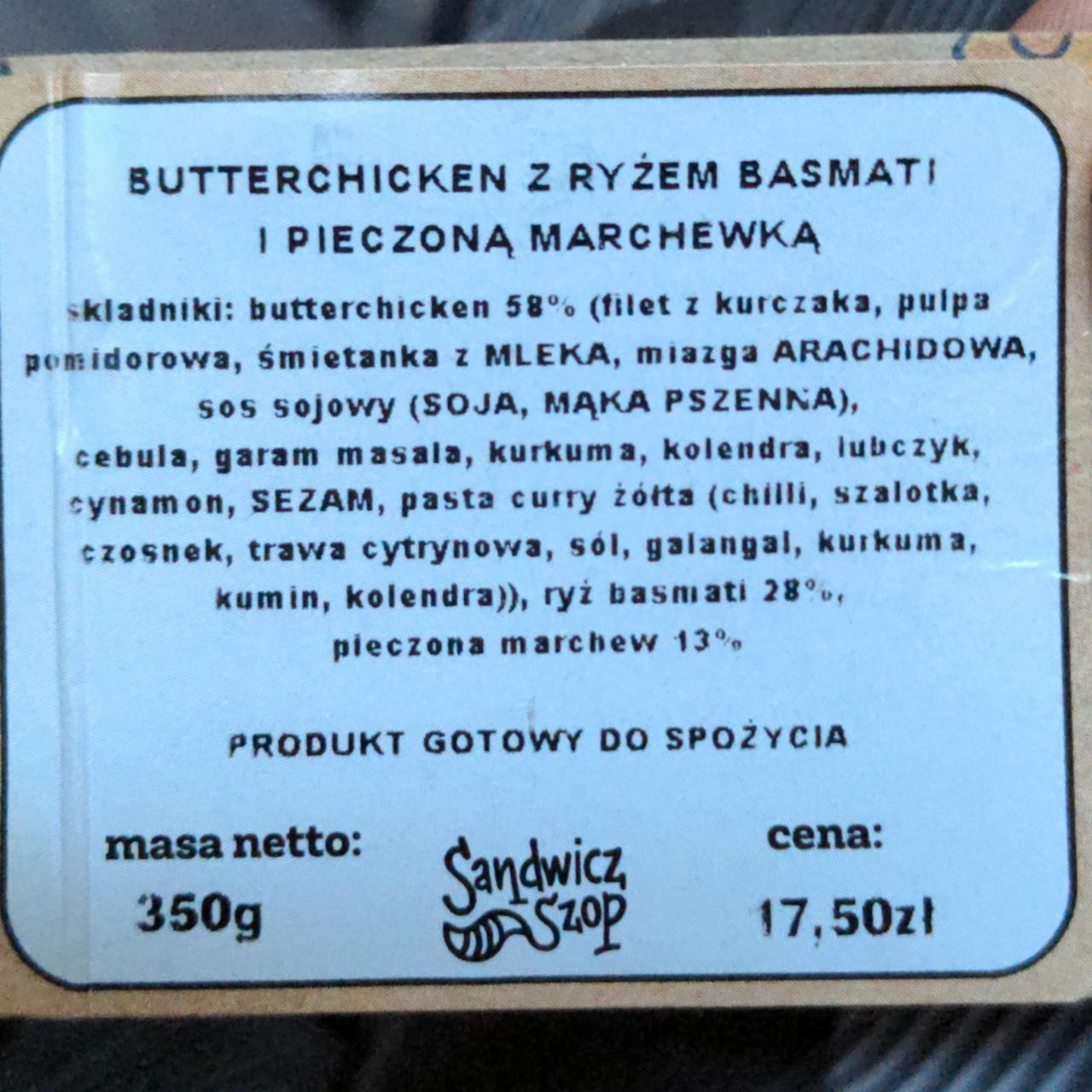 Zdjęcia - butterchicken z ryżem basmati i pieczoną marchewką Sandwicz Szop