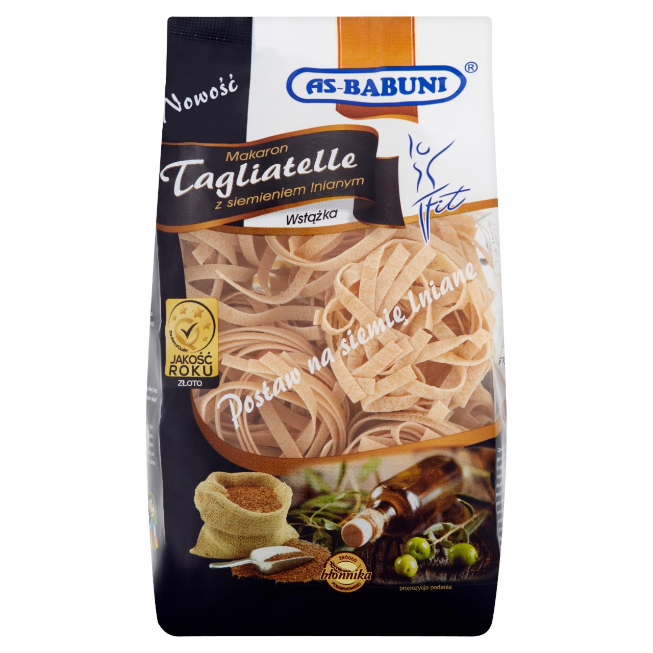 Zdjęcia - As-Babuni Fit Makaron z siemieniem lnianym Tagliatelle wstążka 400 g