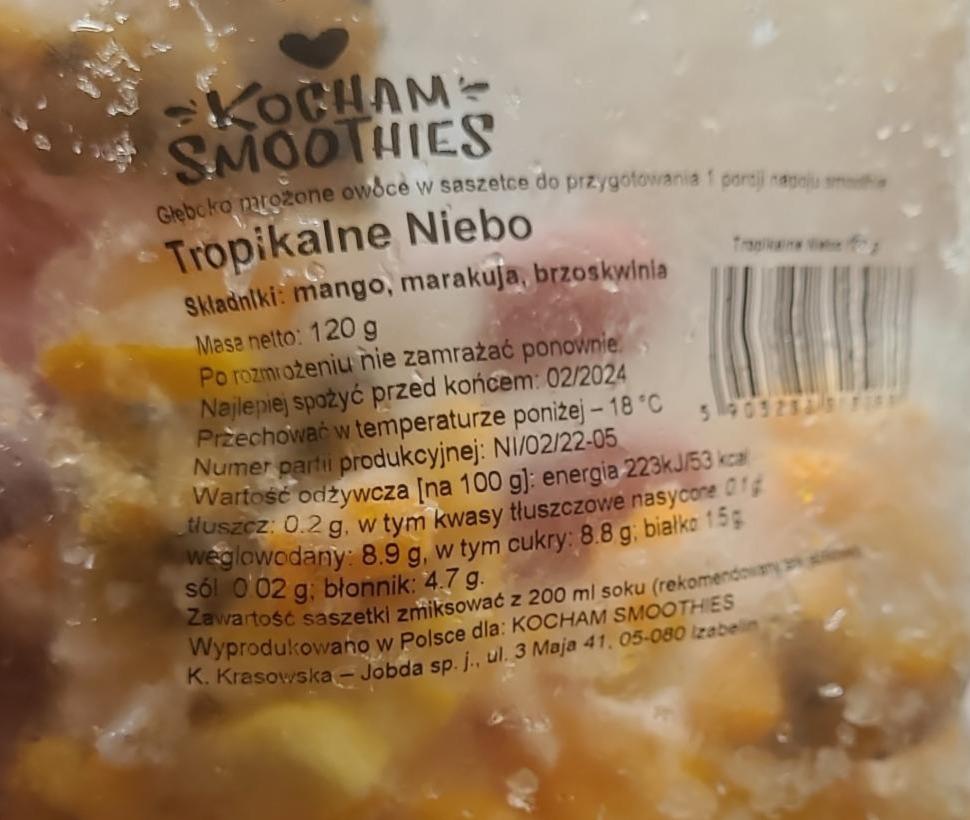 Zdjęcia - Mrożone owoce tropikalne niebo Kocham smoothies