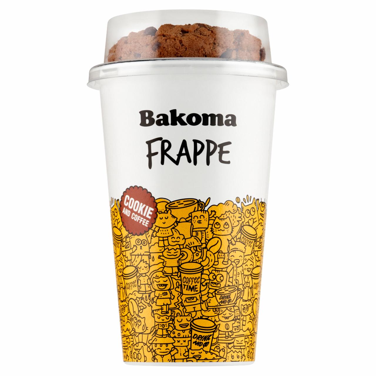 Zdjęcia - Bakoma Frappe Napój mleczny kawowy z ciastkiem z kawałkami czekolady 240 g (220 g + 20 g)