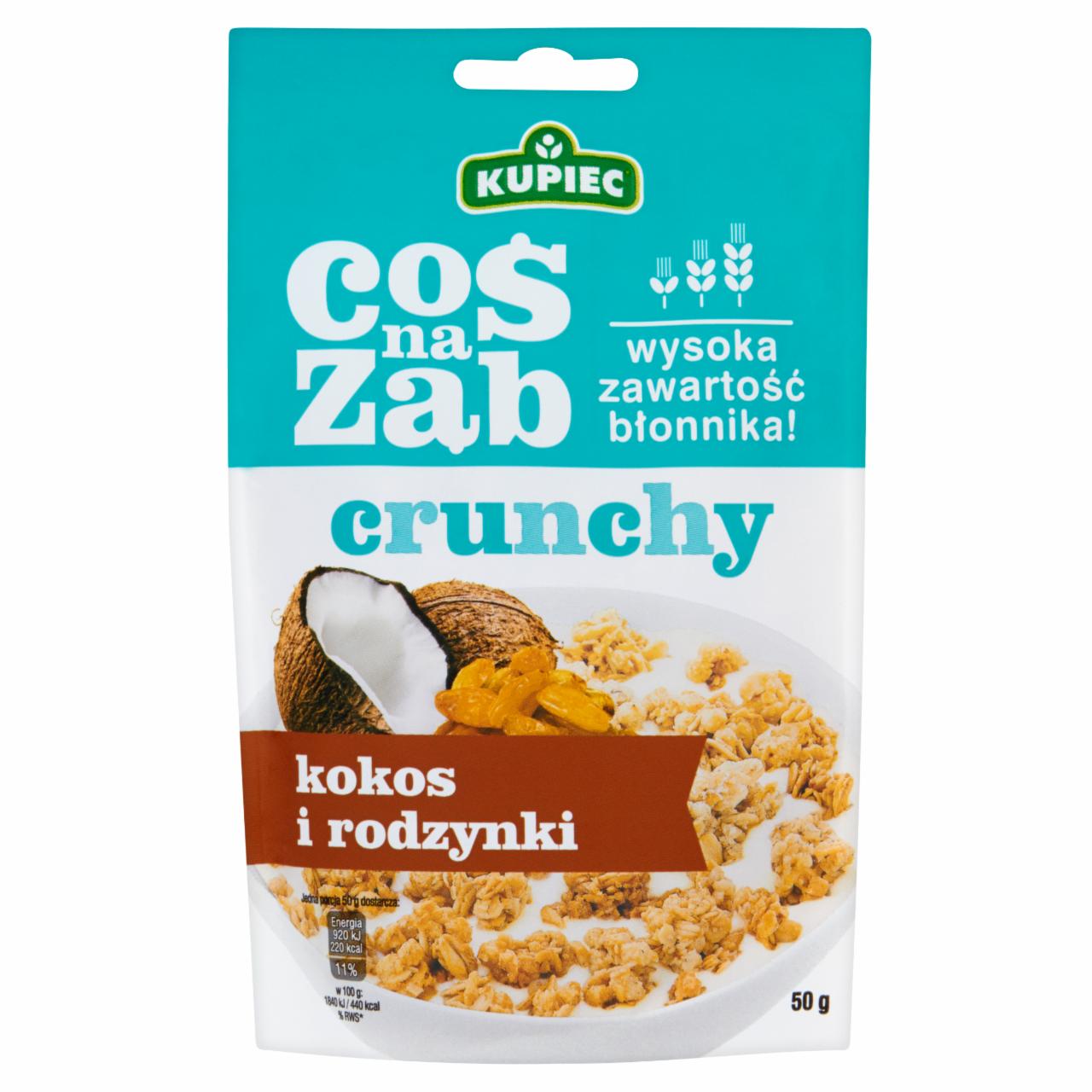 Zdjęcia - Kupiec Coś na ząb Crunchy kokos i rodzynki 50 g