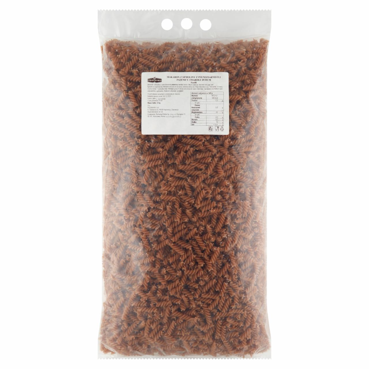 Zdjęcia - Podravka Makaron z pełnoziarnistej pszenicy fusilli 5 kg