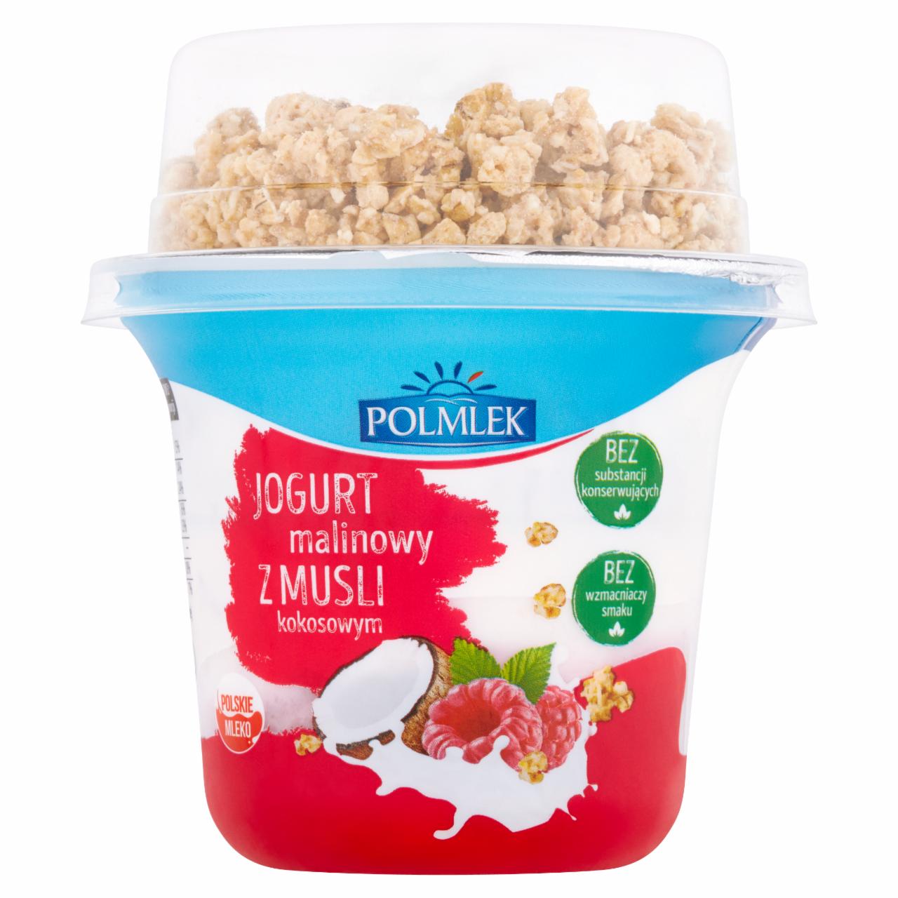 Zdjęcia - Polmlek Jogurt malinowy z musli kokosowym 210 g